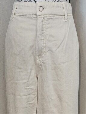 Banana Republic Cream High-rise Wide Leg Twill Jeans